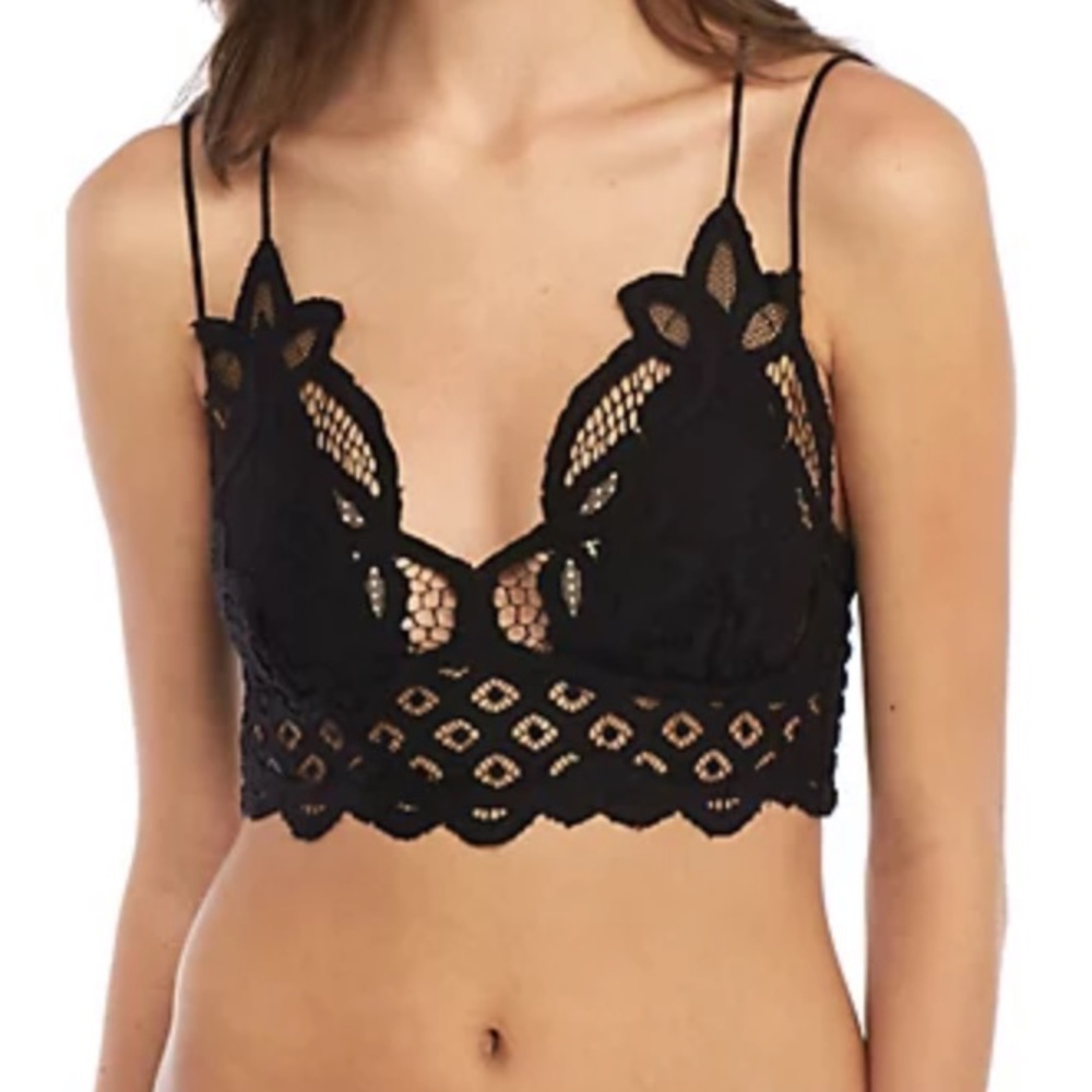 Free People Intimately Black Crochet Lace Bralette